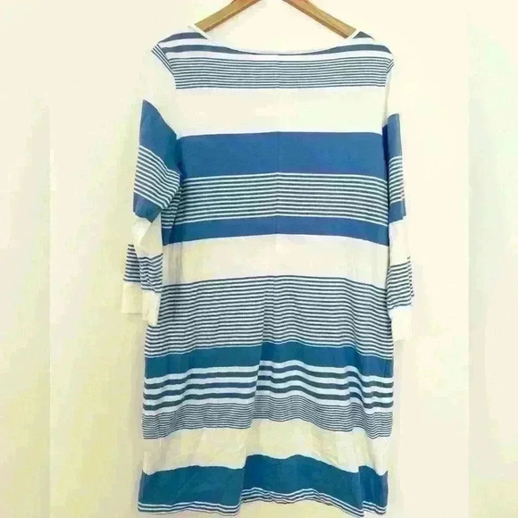 Lilly Pulitzer Marlowe Dress Bay Blue Coconut Stripe Pima Cotton Size XL - Picture 2 of 5
